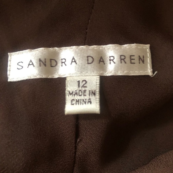 Sandra Darren Floral Brown & Aqua Boho Sleeveless V Neck Cocktail Party Dress 12 - Picture 8 of 16